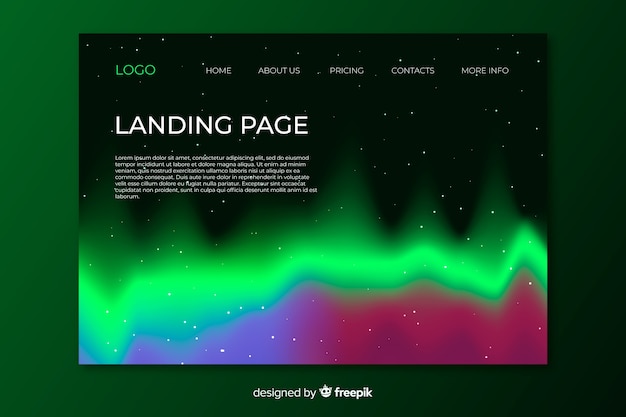 Landingpage mit nordlichtdesign