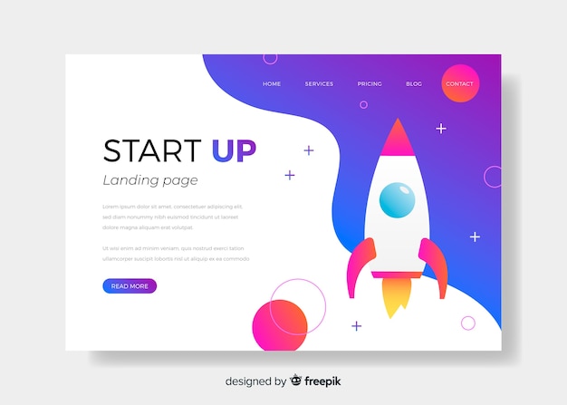 Landingpage-start mit rakete