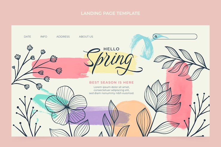 Kostenlose Vektor landingpage-vorlage für aquarellfrühling