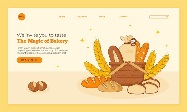Kostenloser Vektor landingpage-vorlage für backwaren
