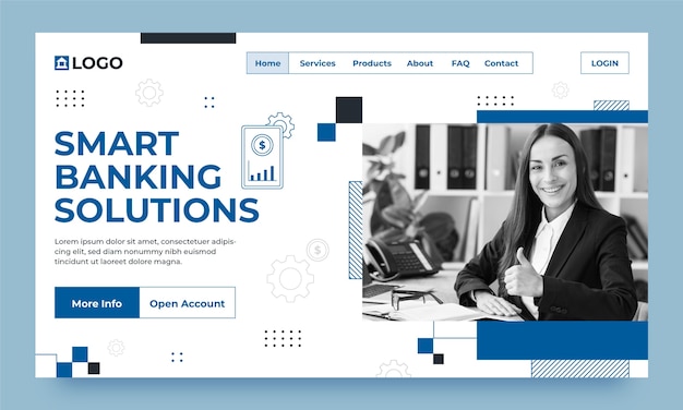 Kostenloser Vektor landingpage-vorlage für bankgeschäfte