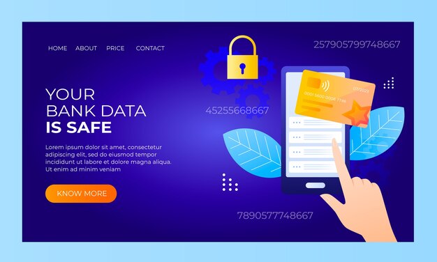 Landingpage-Vorlage für den Datenschutz mit Farbverlauf