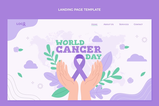 Landingpage-vorlage für den flachen weltkrebstag