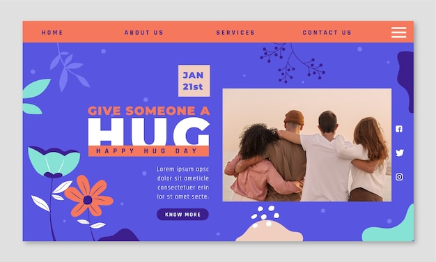 Landingpage-vorlage für den nationalen umarmungstag