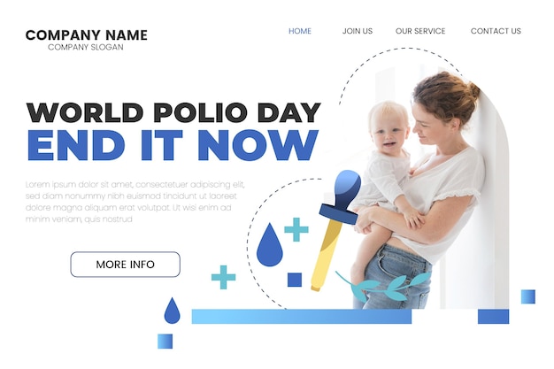 Landingpage-Vorlage für den Welt-Polio-Tag mit Farbverlauf