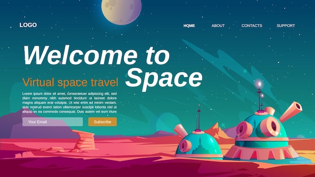 Landingpage-vorlage für die virtuelle raumfahrt