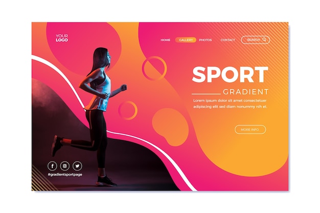 Landingpage-vorlage für farbverlaufssport