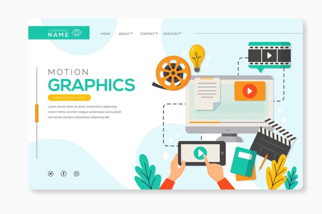 Landingpage-Vorlage für flache Bewegungsgrafiken