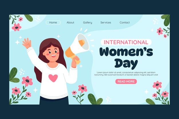 Kostenloser Vektor landingpage-vorlage für flache feiern zum frauentag