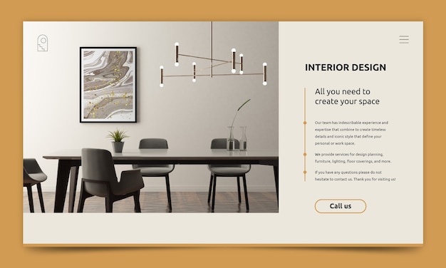 Landingpage-Vorlage für flache Innenarchitekturunternehmen