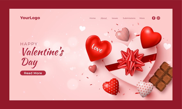 Kostenloser Vektor landingpage-vorlage für flache valentinstagsfeiern