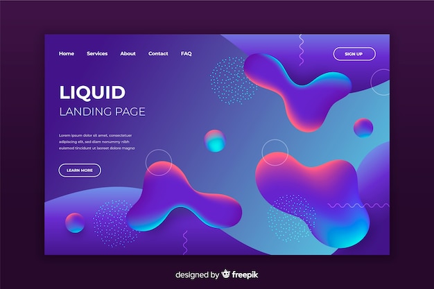 Landingpage-vorlage für flüssige formen