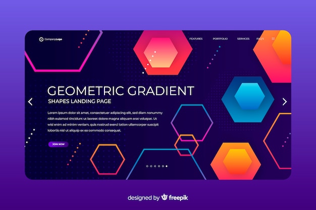 Landingpage-vorlage für geometrische formen