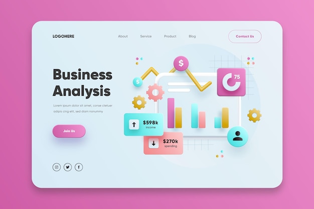 Landingpage-vorlage für geschäftsanalysen