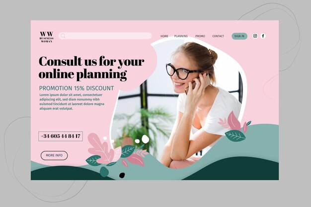 Landingpage-Vorlage für Geschäftsfrau