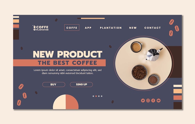 Landingpage-vorlage für kaffeeplantagen im flachen design