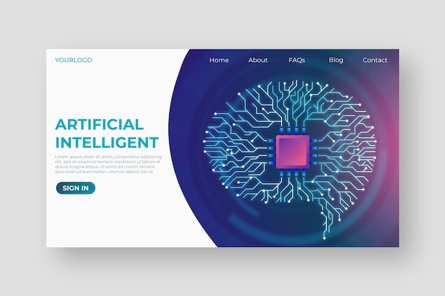 Kostenloser Vektor landingpage-vorlage für künstliche intelligenz