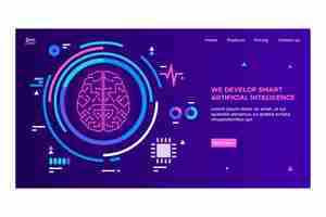 Kostenloser Vektor landingpage-vorlage für künstliche intelligenz