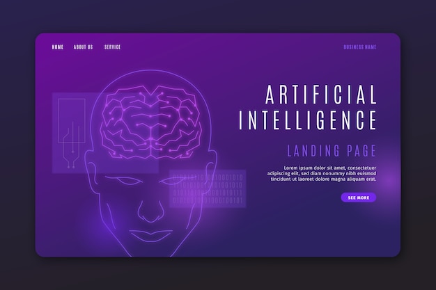 Kostenloser Vektor landingpage-vorlage für künstliche intelligenz