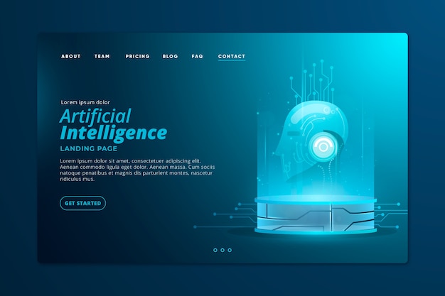 Kostenloser Vektor landingpage-vorlage für künstliche intelligenz