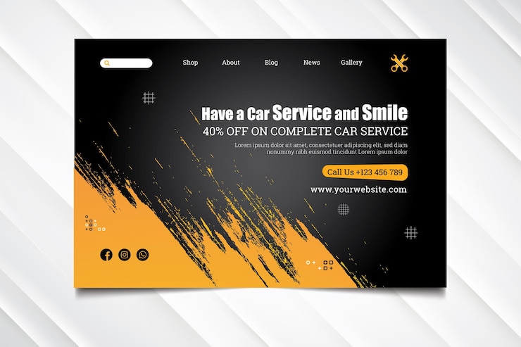 Kostenlose Vektor landingpage-vorlage für mechanic hub