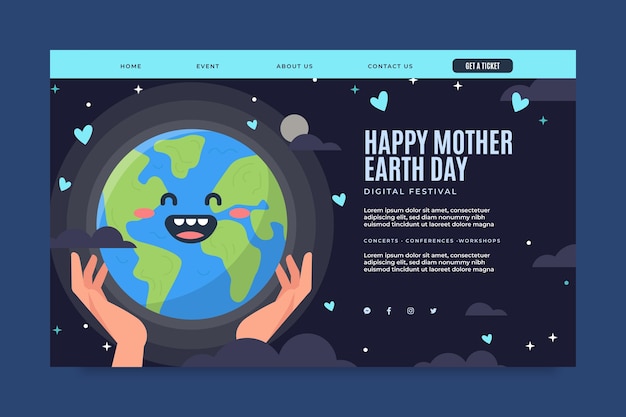 Kostenloser Vektor landingpage vorlage für mutter erde tag feier