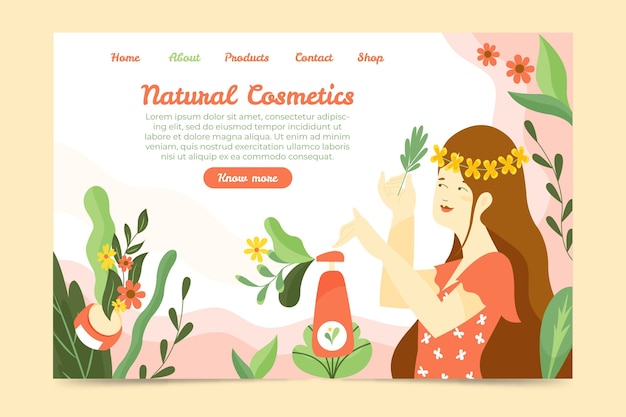 Landingpage-vorlage für naturkosmetik