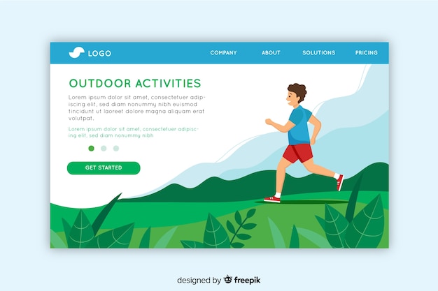 Kostenloser Vektor landingpage-vorlage für outdoor-aktivitäten