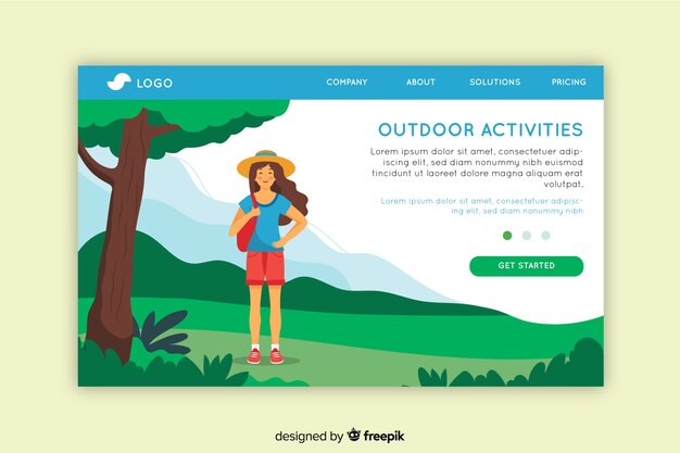 Landingpage-vorlage für outdoor-aktivitäten