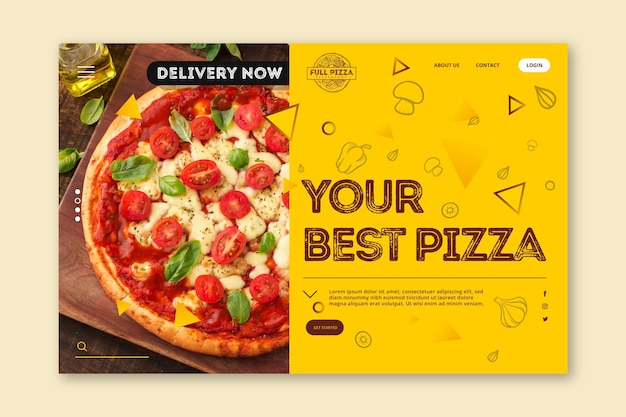 Landingpage-vorlage für pizzarestaurant