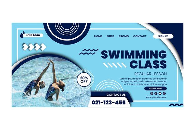 Landingpage-Vorlage für Schwimmklassen