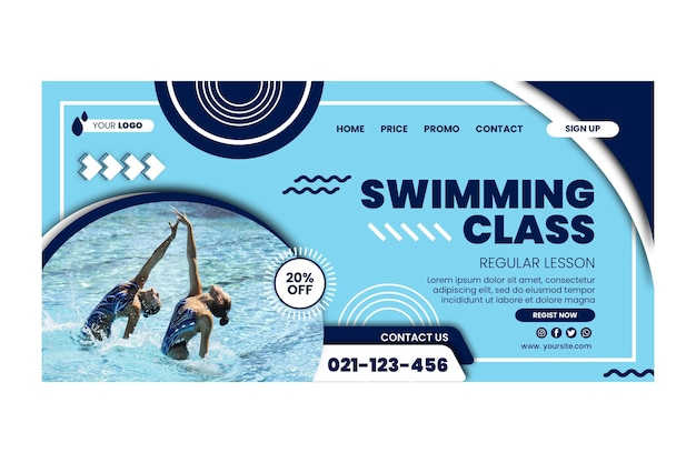 Landingpage-Vorlage für Schwimmklassen