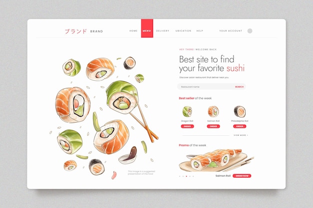 Landingpage-vorlage für sushi-bistro