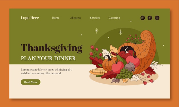 Landingpage-vorlage für thanksgiving-feier