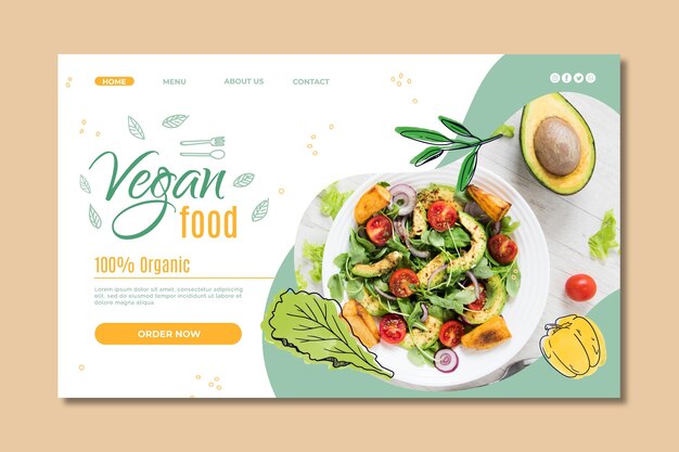 Landingpage-Vorlage für veganes Essen
