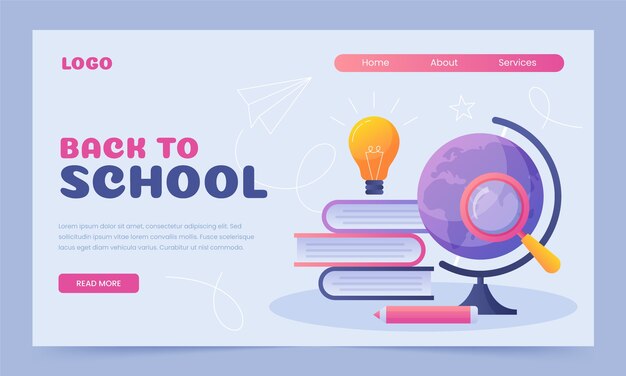 Landingpage-Vorlage mit Farbverlauf für den Schulanfang