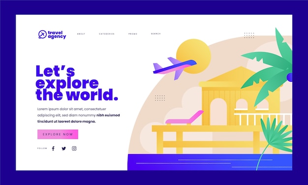 Landingpage-Vorlage mit Farbverlauf für Reisebüros
