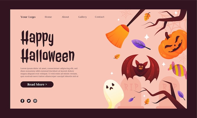 Kostenloser Vektor landingpage-vorlage mit halloween-gradienten