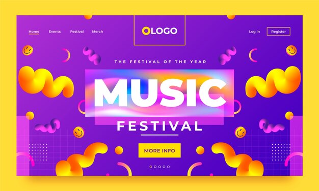 Landingpage-Vorlagendesign für Musikfestivals