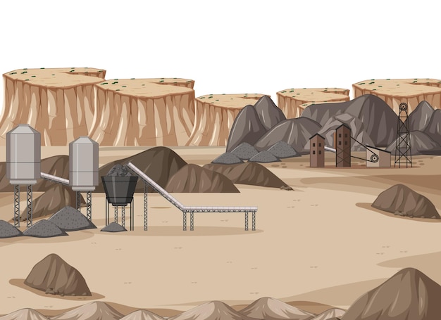 Kostenloser Vektor landschaft des kohlebergbaus tagsüber