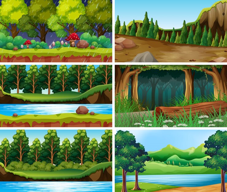 Kostenlose Vektor landschaft naturszenen