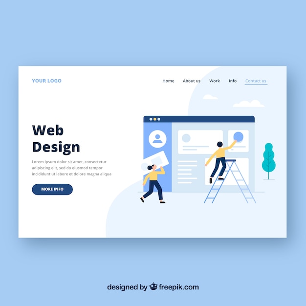 Kostenloser Vektor landungsseitenschablone mit webdesignkonzept