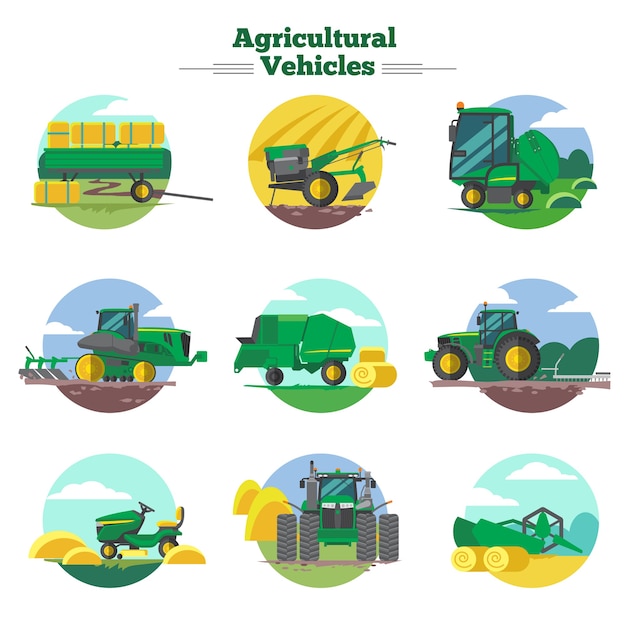 Kostenloser Vektor landwirtschaftliches fahrzeugkonzept