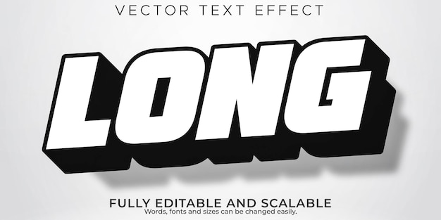 Kostenloser Vektor langer schatten, fetter texteffekt, bearbeitbarer schatten und vintage-textstil