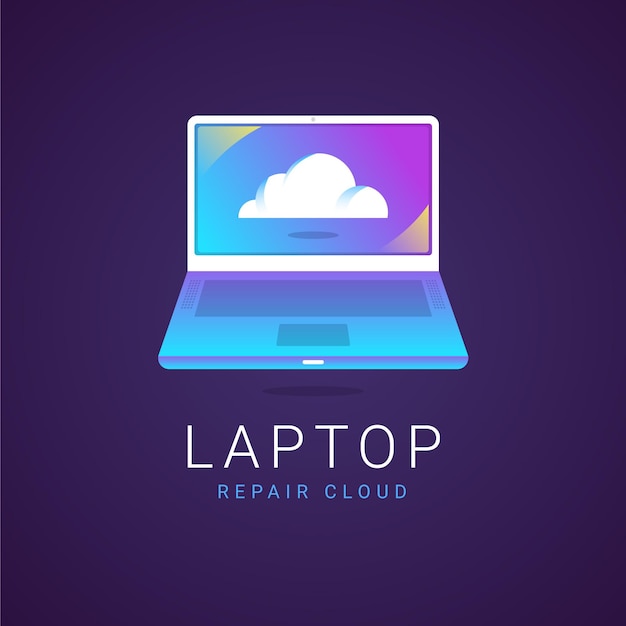 Kostenloser Vektor laptop-logo-vorlage mit farbverlauf