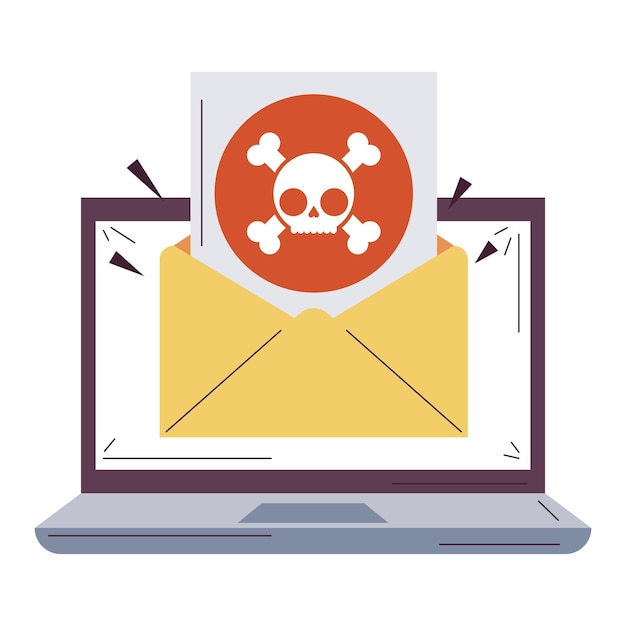 Laptop mit Spam-Cyber-Betrug