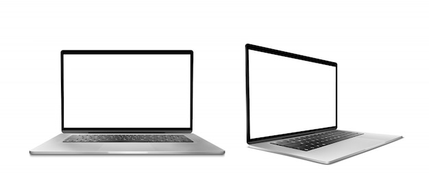 Laptop mit weißem Bildschirm und Tastatur