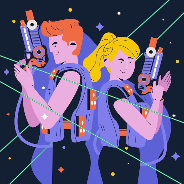 Kostenloser Vektor laser-tag-illustration im flachen design