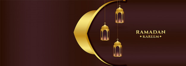 Laterne Design Ramadan Kareem goldenes Banner