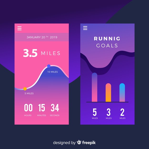 Laufende mobile App Infografik flachen Stil